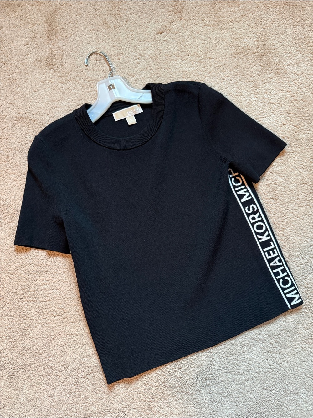 Michael Kors Black Short Sleeve Logo Tape Tee